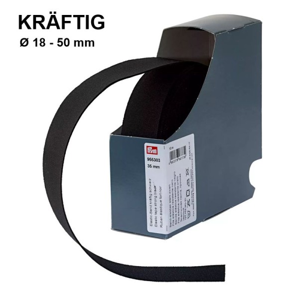 Elastic-Band 18-50 mm, kräftig, schwarz, 10m Rolle, wollzauber.com