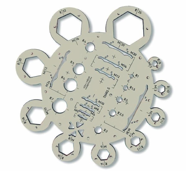 Zeichenschablone Schraubenmuttern, bastelkiste.lu