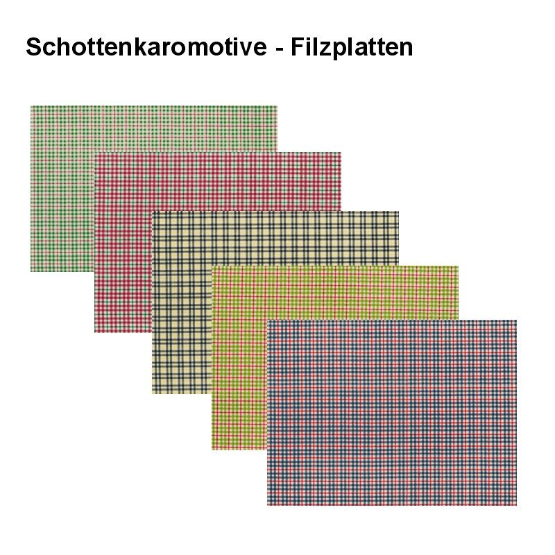 Filzplatten, Filz Tartan, karierte Schottenkaromotive Ø 1,0mm, 30 x 40 cm