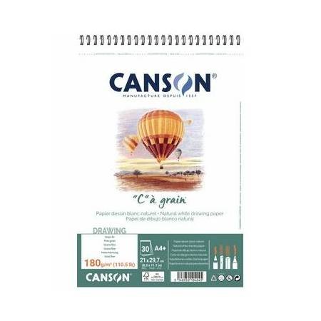 CANSON Zeichenpapier-Spiralblock "C" à grain, A4, 180g/m²