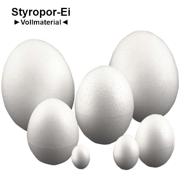 Styropor Ei voll, Höhe: Ø 45mm bis 120mm