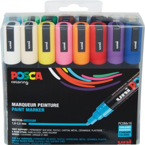 POSCA UNI Farbmarker 16er Set PC5M Ø 1,8-2,5 mm