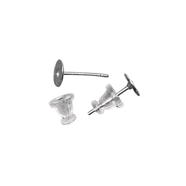 Ohrstecker mit Platte + Clutch, Ø 6mm, bastelkiste.lu