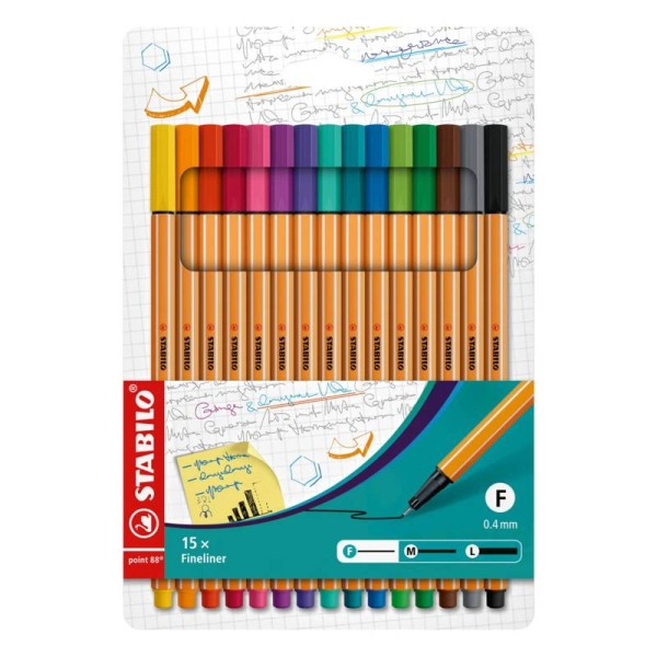 Stabilo Pen 88 Filzstifte Ø 0,4mm 15er Set