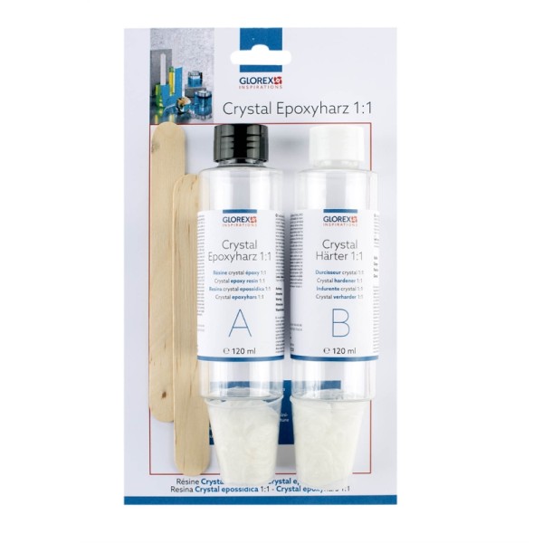 Giessharz, Résine Set 2-teilig, 240ml glasklar, hochglänzend, bastelkiste.lu