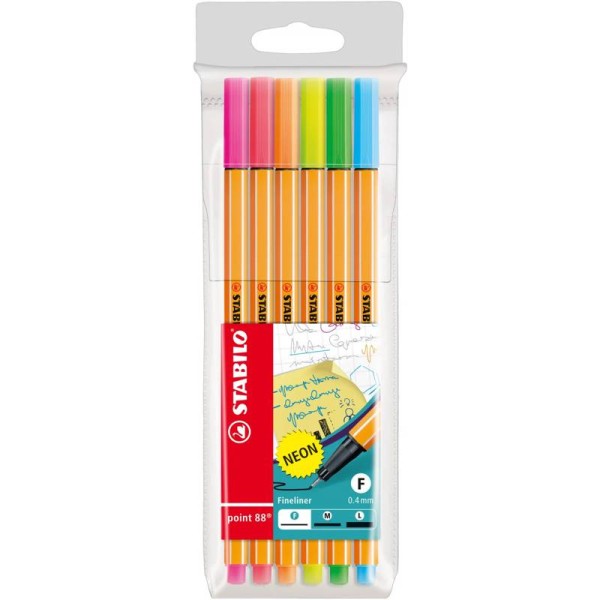 Stabilo Pen 88 NEON Filzstifte Ø 0,4mm 6er Set