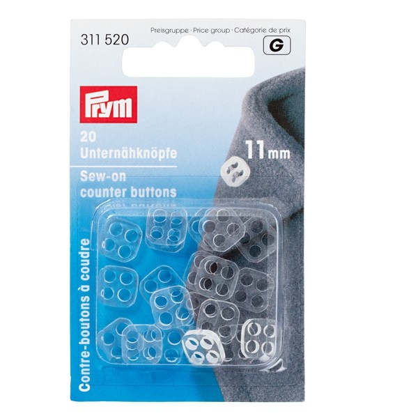 Unternähknöpfe Kunststoff 11mm transparent Prym 311520