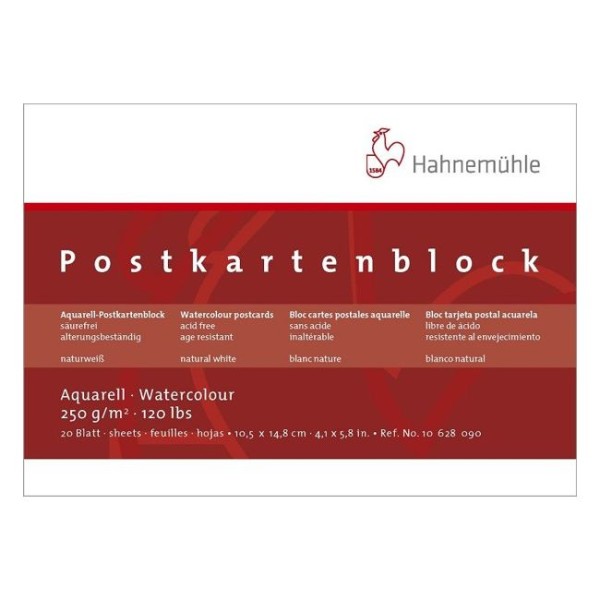 Postkartenblock Aquarell 10,5x14,8cm rau 250g/m² 20 Blatt, bastelkiste.lu