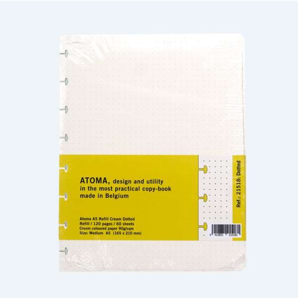 ATOMA REFILL DIN A5 90g/m² Cream Dotted, DOT natur
