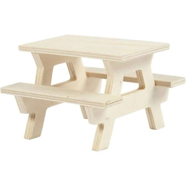 Miniatur Picknick-Tisch aus Holz LxBxH 81x81x55mm