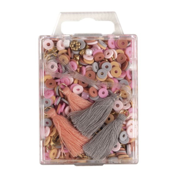 Heishi Perlen Set aus Polymer-Ton rosé