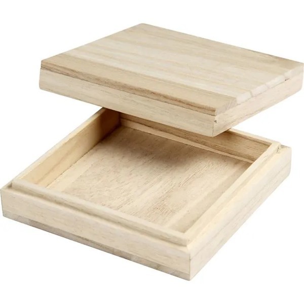 Holzbox, Holzdose 100 x 100 x 28mm 2-tlg.