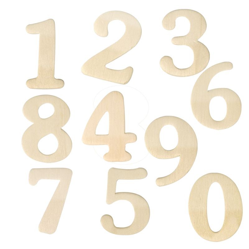 Holzzahlen aus flachem Holz 4cm, bastelkiste.lu 