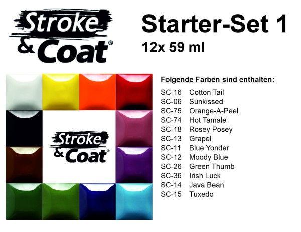 Mayco Glasur Stroke & Coat Probier-Set 1, 12x 59 ml