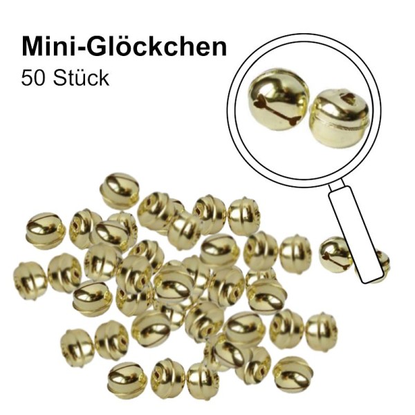 Mini-Rollenglöckchen Ø 6mm, vernickelt Goldfarbig
