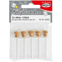 Mini Glasfläschchen 12 x 40 mm, 5 Stück