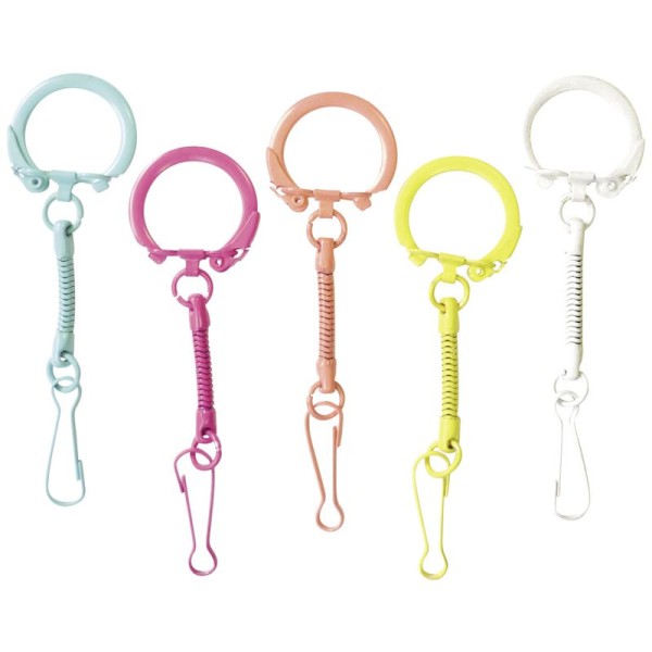 Schlüsselring mit Kette, 10 Stück bunt sortiert