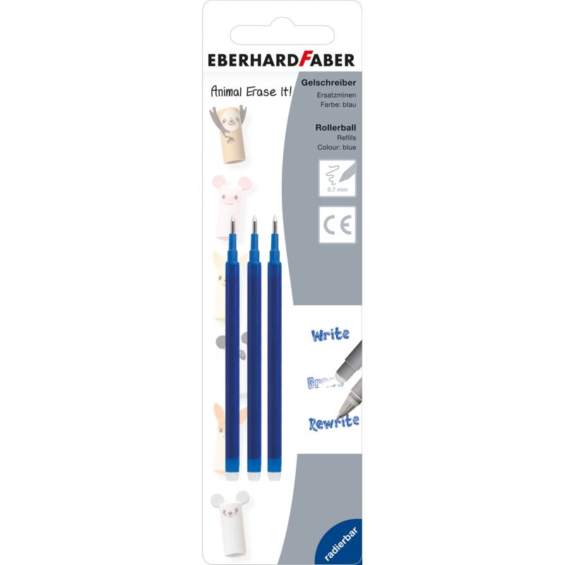 12x Radierbare Ersatzminen 0,7mm Blau - Kompatibel Mit Ball & Clicker Stiften