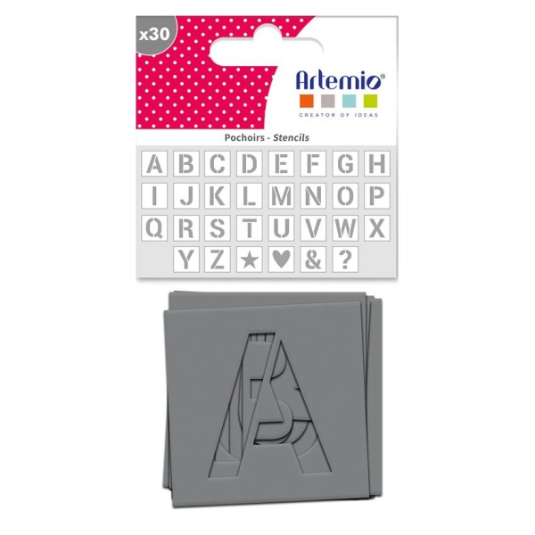 Buchstaben Schablonen ABC 41 mm Set 30-teilig, bastelkiste.lu