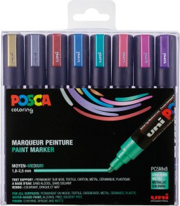 POSCA Acryl-Farbmarker METALLIC 8er Set PC5M Ø 1,8-2,5 mm