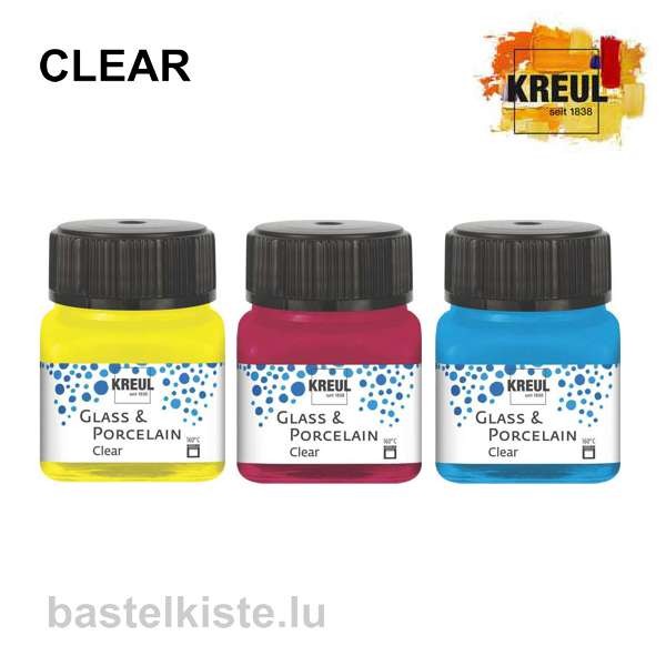 Kreul CLEAR Glass &amp; Porzellanfarben ►TRANSPARENT◄ 20ml