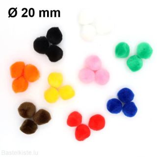 Pompons ø 20 mm 100 Stück, verschiedene Farben