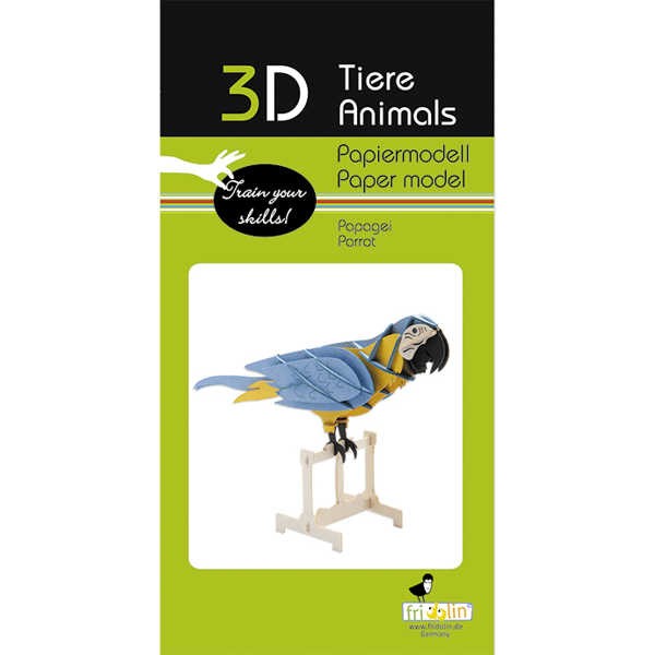 3D Papiermodell "Papagei" zum zusammenbauen