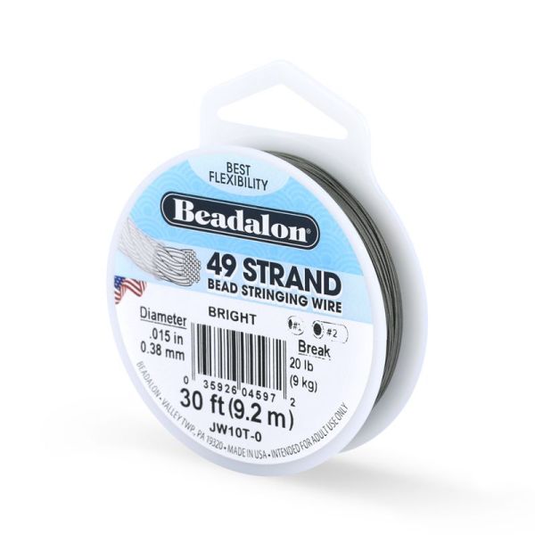 BEADALON 49-strängiger Edelstahl-Perlenaufhängerdraht Ø 0,38 mm, blank, 9,2 m