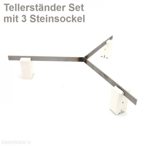 Tellerständer Metall + 3 x Steinsockel Set