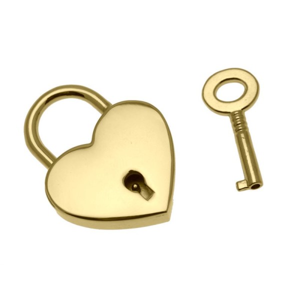 Schloss in Herzform mit Schlüssel 40×30 mm – gold, bastelkiste.lu