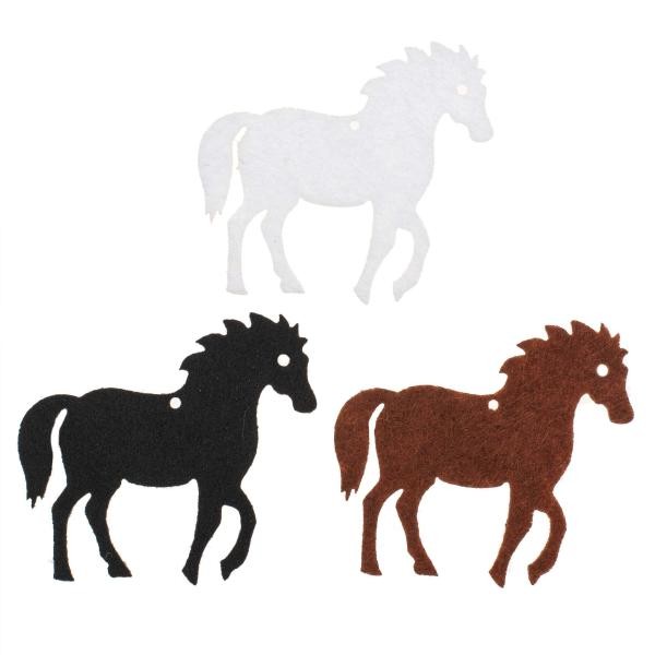 Filz Streuteile, Pferde Ø 6cm, 5 Stück