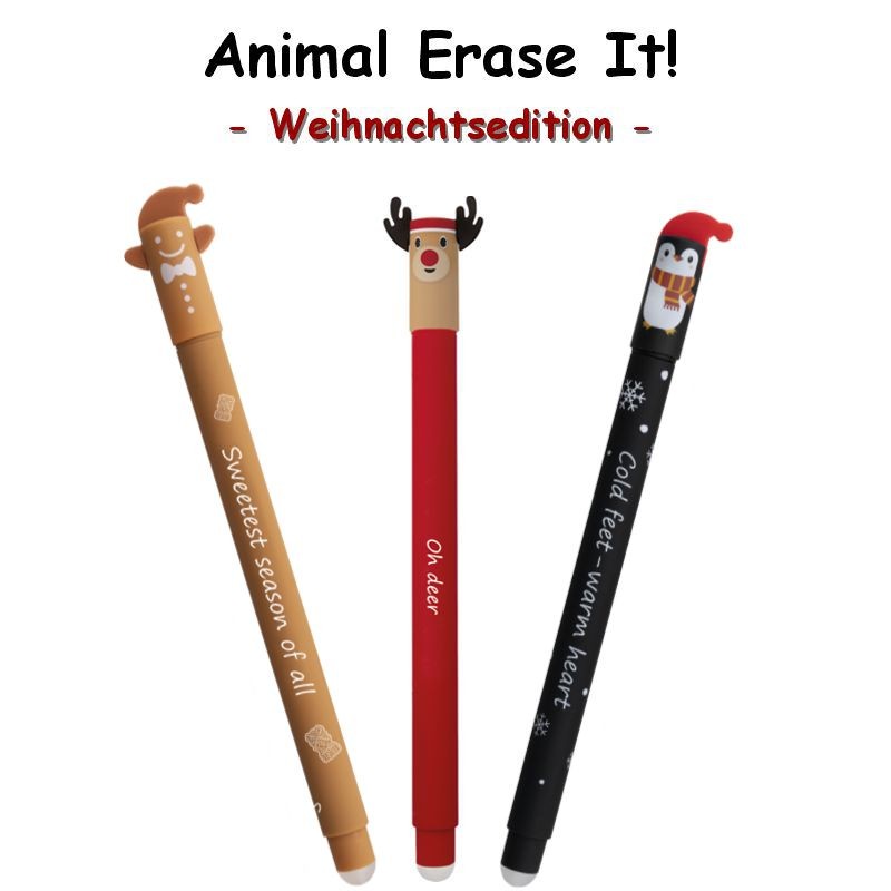 Radierbare Gelschreiber "Animal Erase it!" Weihnachtsedition, bastelkiste.lu