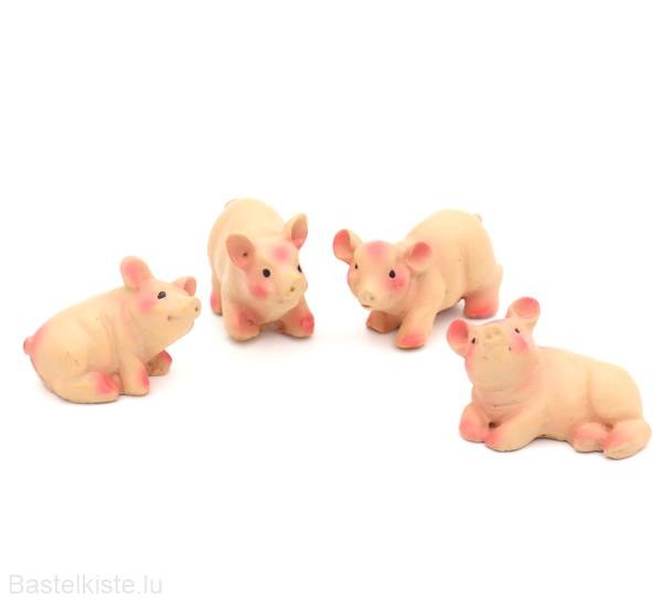 Miniatur Schweinchen, Glücksbringer sortiert, 4 Stück