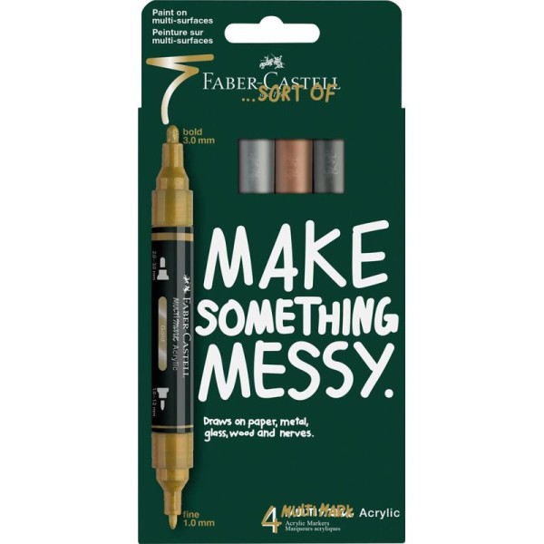 186004 Faber-Castell, Zweispitz-Marker, Acrylic Marker Multimark, 2-Spitzen Marker, bastelkiste.lu, Marker mit zwei Spitzen