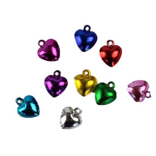 Bunte Herz-Schellen Ø 14mm, 6 Stück, gemischt