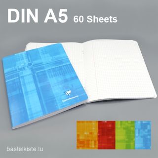 Heft kariert DIN A5 mit Rand, in 4 Farben