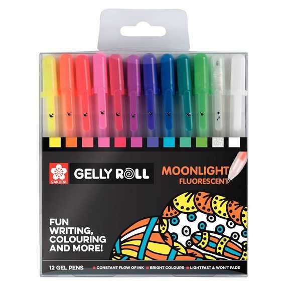 Gelly Roll Gelstifte, 12-teiliges Set Moonlight fluoreszierend