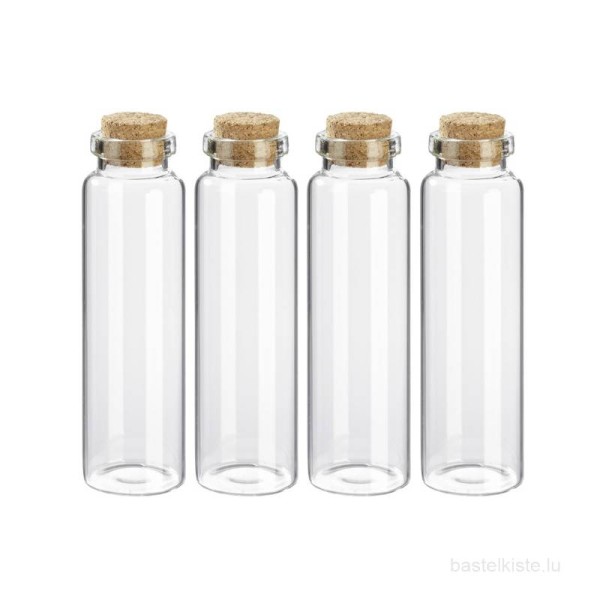 Mini-Glasröhrchen 20x70mm, Glasflaschen mit Korkstopfen