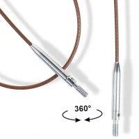 Natural Stahlseil, 360° drehbares Stricknadelseil für Rundstricknadeln, wollzauber.com
