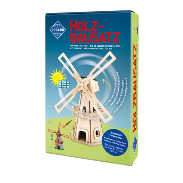 PEBARO Holz-Bausatz Solar Windmühle, bastelkiste.lu