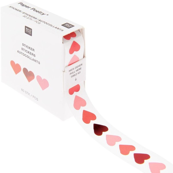 Mini Herz-Sticker auf Rolle, 80 Stück