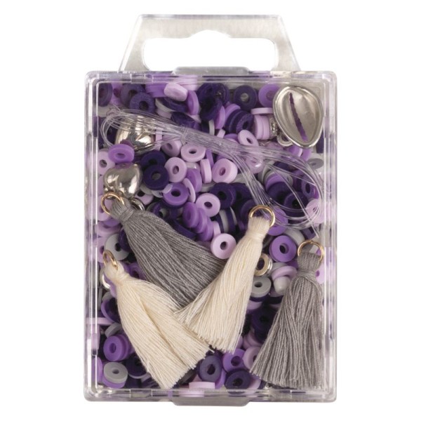 Heishi Perlen Set aus Polymer-Ton, lavendel