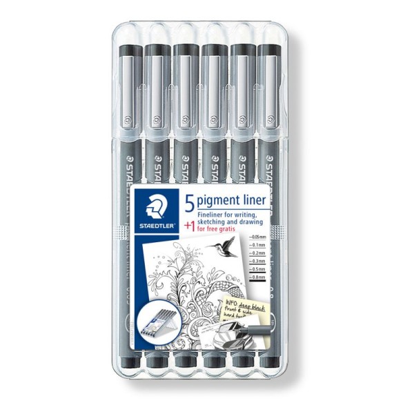 Pigment Liner, Fineliner 6er Set