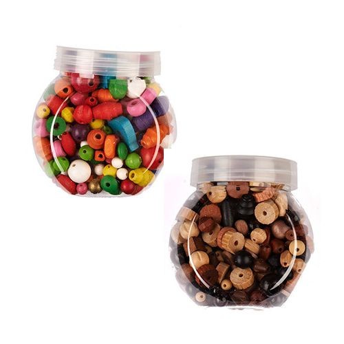 Holzperlenmix in Schraubdose 70g