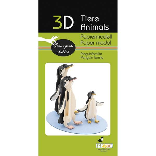3D Papiermodell "Pinguinfamilie" zum zusammenbauen