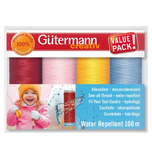 Gütermann Repellent Allesnäher Col.1, 4x100m, WASSERABWEISEND