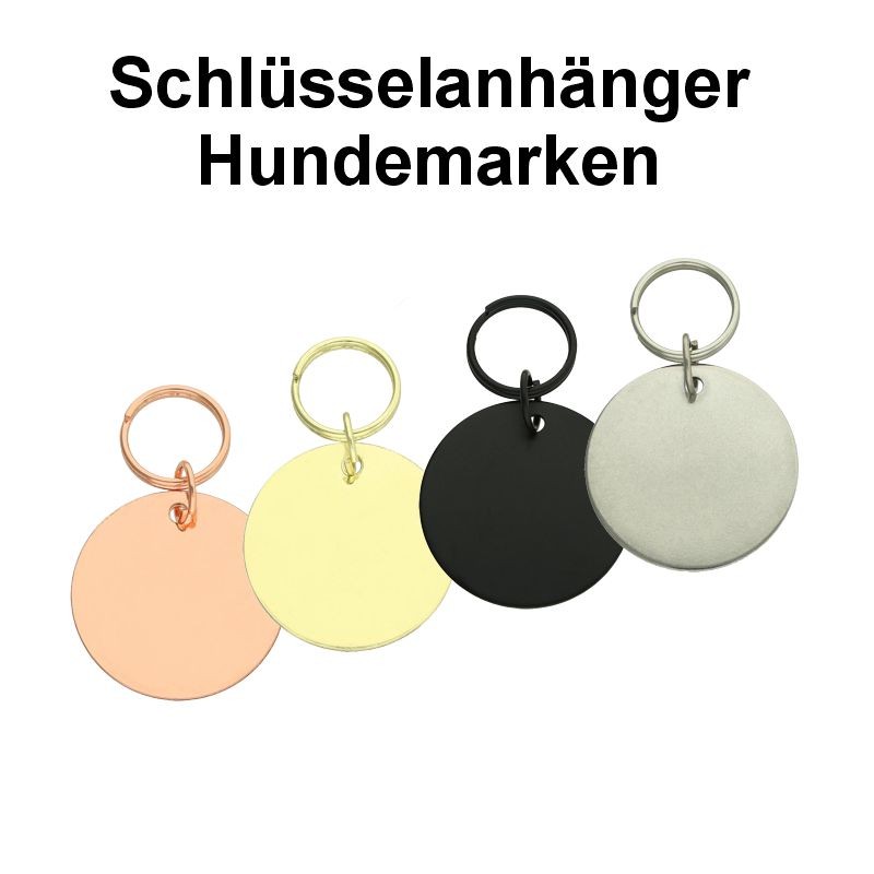 Schlüsselanhänger, Hundemarke aus Edelstahl Ø 30mm, bastelkiste.lu