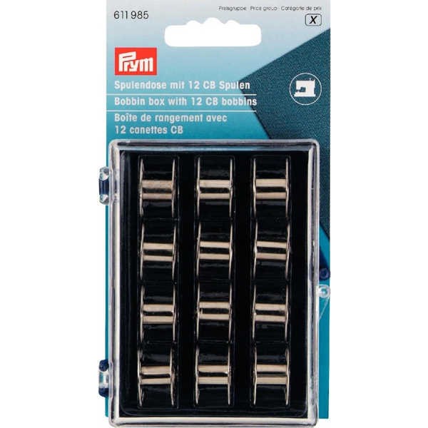 PRYM Spulendose mit 12 CB-Metallspulen, Nähmaschinenspulen, wollzauber.com