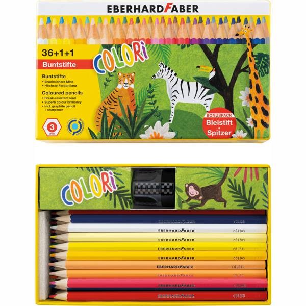 Buntstifte COLORI 36er Set + Bleistift + Spitzer