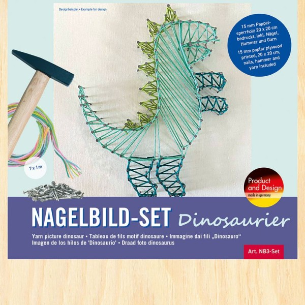 Magisches Nagelbild mit Dinosaurier-Motiv, bastelkiste.lu